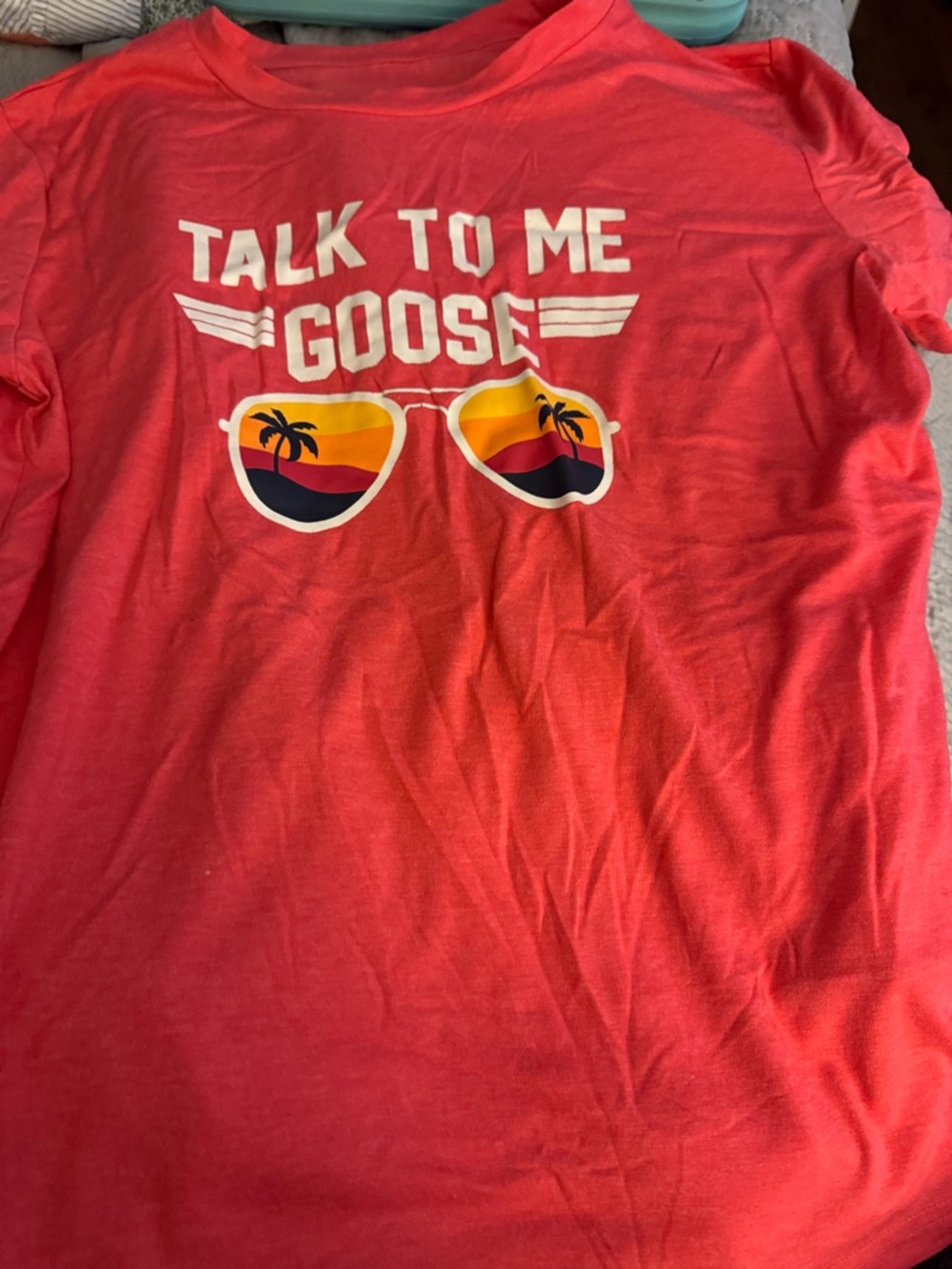 Talk To Me Goose Kids Graphic Tee - Coral Pink